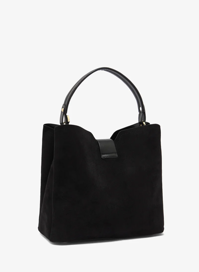 ايلا Gold Accent Detail Structured Bucket Bag With Top Handle And Strap